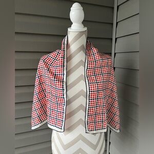 Vintage Echo Geometric Red-White-Blue Scarf Sz 15”x46”